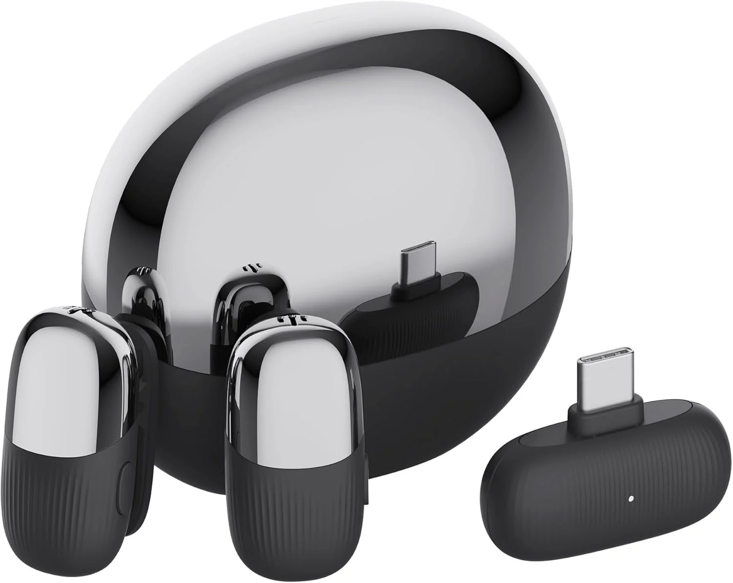 میکروفون یقه ای بی سیم KASTWAVE، میکروفون کوچک یقه ای 2.4 گیگاهرتز USB C با قابلیت کاهش نویز برای پخش زنده، یوتیوب، تیک تاک، ولاگ ها، مصاحبه ها، ویدیو، مشکی