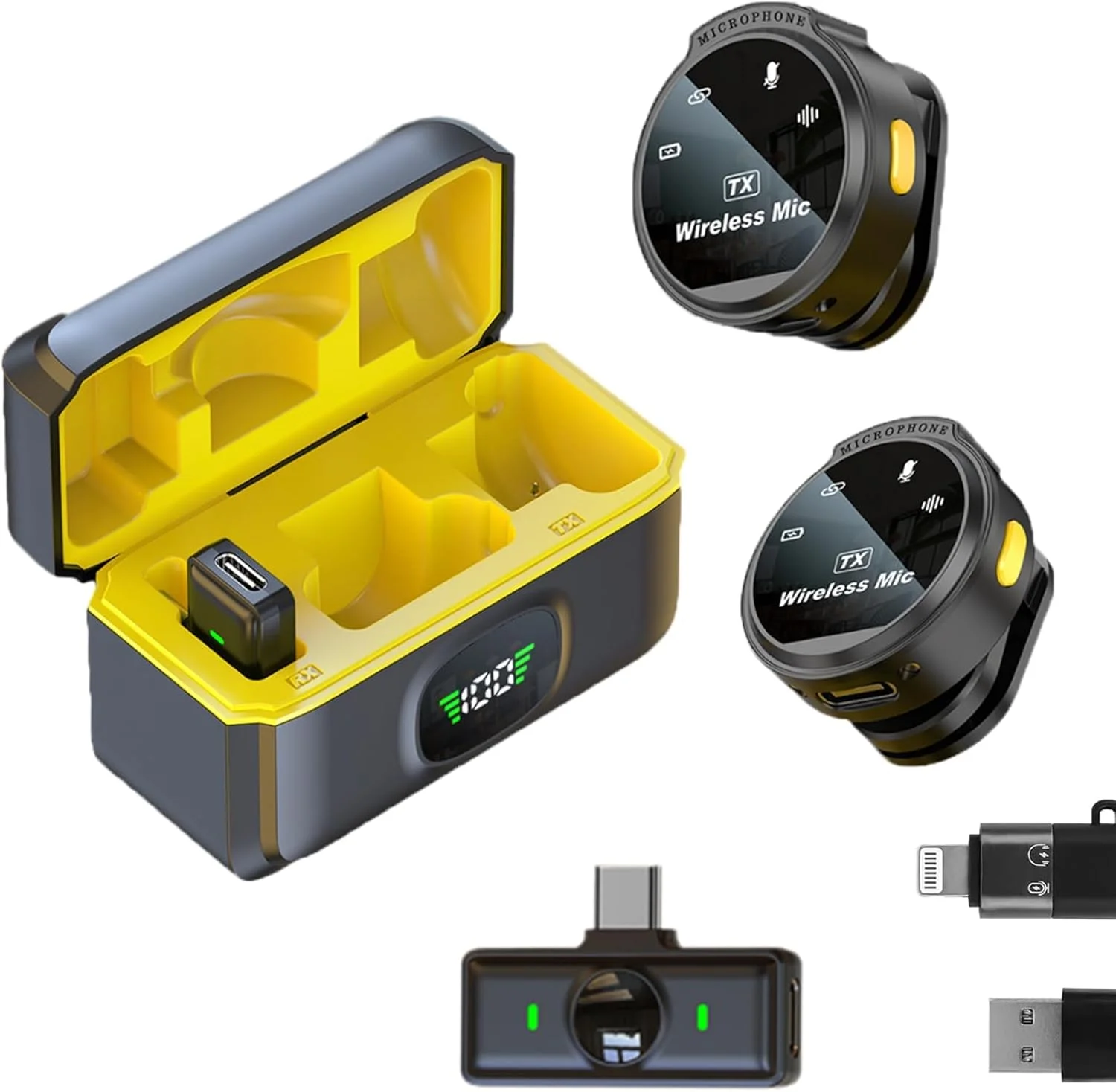 میکروفون یقه ای بی سیم، میکروفون برای آیفون/اندروید/دوربین/کامپیوتر/لپ تاپ، میکروفون یقه ای بی سیم USB C با آداپتور شامل کاهش نویز، باتری 48 ساعته برای ولاگ، ضبط ویدیو، پخش زنده میکروفون یقه ای بی سیم، میکروفون برای آیفون/اندروید/دوربین/کامپیوتر/لپ تاپ، میکروفون یقه ای بی سیم USB C با آداپتور شامل کاهش نویز، باتری 48 ساعته برای ولاگ، ضبط ویدیو، پخش زنده