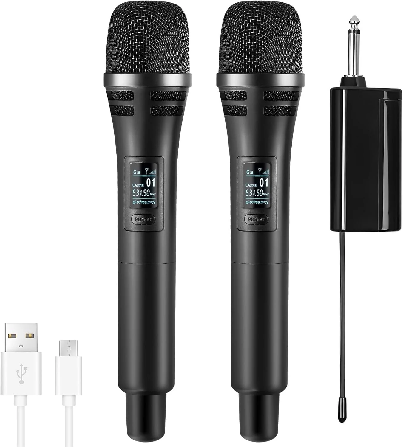 میکروفون بیسیم، میکروفون دوگانه UHF بیسیم قابل شارژ، با فاصله دریافت سیگنال 100 متری، میکروفون بیسیم دستی دوگانه دینامیک برای آواز کارائوکه، عروسی، دیجی، مهمانی، سخنرانی، کلیسا میکروفون بیسیم، میکروفون دوگانه UHF بیسیم قابل شارژ، با فاصله دریافت سیگنال 100 متری، میکروفون بیسیم دستی دوگانه دینامیک برای آواز کارائوکه، عروسی، دیجی، مهمانی، سخنرانی، کلیسا