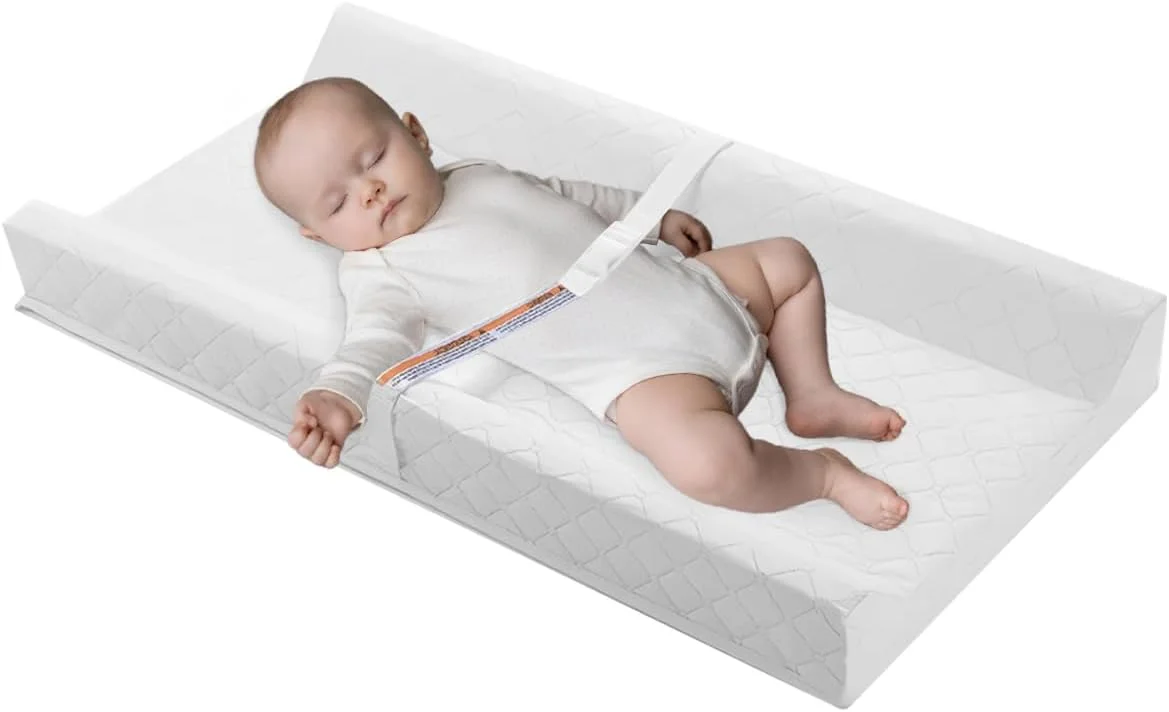 پد تعویض پوشک کودک Azulmart، روکش میز تعویض پوشک نوزاد، ضد آب، تشک رویه میز آرایش کانتور، پد تعویض تنفسی مسافرتی غیر لغزنده با بند ایمنی، ضد حساسیت و قابل شستشو