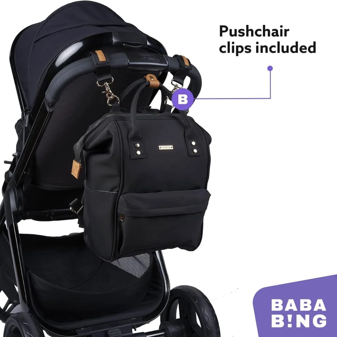کیف لوازم کودک کوله پشتی بابا بینگ!، کیف لوازم کودک با ایستگاه تعویض، کیف مادر مسافرتی چند منظوره تاشو استاندارد با پد تعویض برای نوزاد دختر و پسر (مشکی)