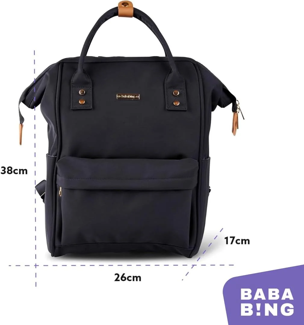 کیف لوازم کودک کوله پشتی بابا بینگ!، کیف لوازم کودک با ایستگاه تعویض، کیف مادر مسافرتی چند منظوره تاشو استاندارد با پد تعویض برای نوزاد دختر و پسر (مشکی)