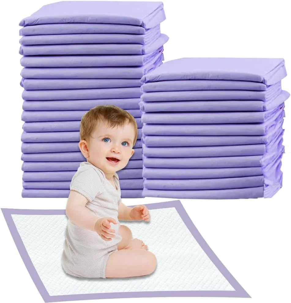 مجموعه لوازم ضروری مراقبت از کودک - 90 زیرانداز تعویض یکبار مصرف فوق العاده جاذب (60x45 سانتی متر، اسطوخودوس) + گرم کننده شیر برقی با گرمایش دوگانه شیشه ای برای شیر مادر و آب برای مسافرت و استفاده در منزل