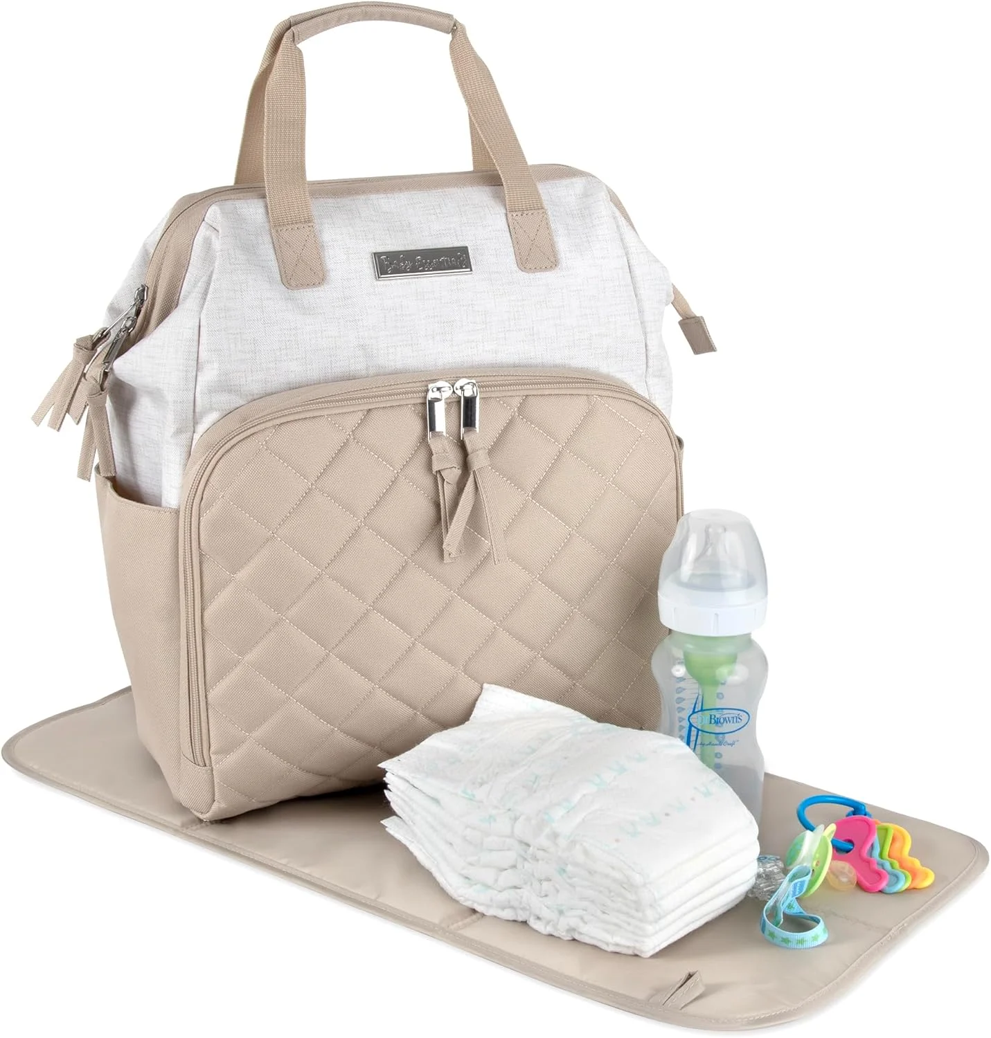 کیف کوله پشتی لوازم کودک - ظرفیت بزرگ، دارای محفظه خنک نگهدارنده عایق، طراحی قاب اصلی، پد تعویض و بندهای اتصال به کالسکه