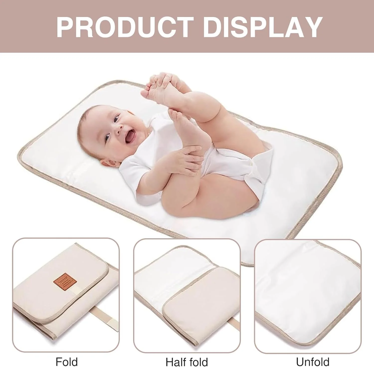 زیرانداز تعویض مسافرتی BIGTHREE، زیرانداز تعویض تاشو با برچسب های جادویی، زیرانداز تعویض قابل حمل کودک، ضد آب و نرم مناسب برای مسافرت و نوزادان در خانه و خارج از منزل (سفید عاجی) زیرانداز تعویض مسافرتی BIGTHREE، زیرانداز تعویض تاشو با برچسب های جادویی، زیرانداز تعویض قابل حمل کودک، ضد آب و نرم مناسب برای مسافرت و نوزادان در خانه و خارج از منزل (سفید عاجی)