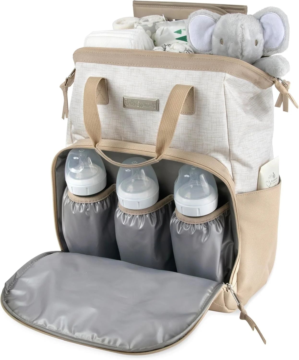 کیف کوله پشتی لوازم کودک - ظرفیت بزرگ، دارای محفظه خنک نگهدارنده عایق، طراحی قاب اصلی، پد تعویض و بندهای اتصال به کالسکه