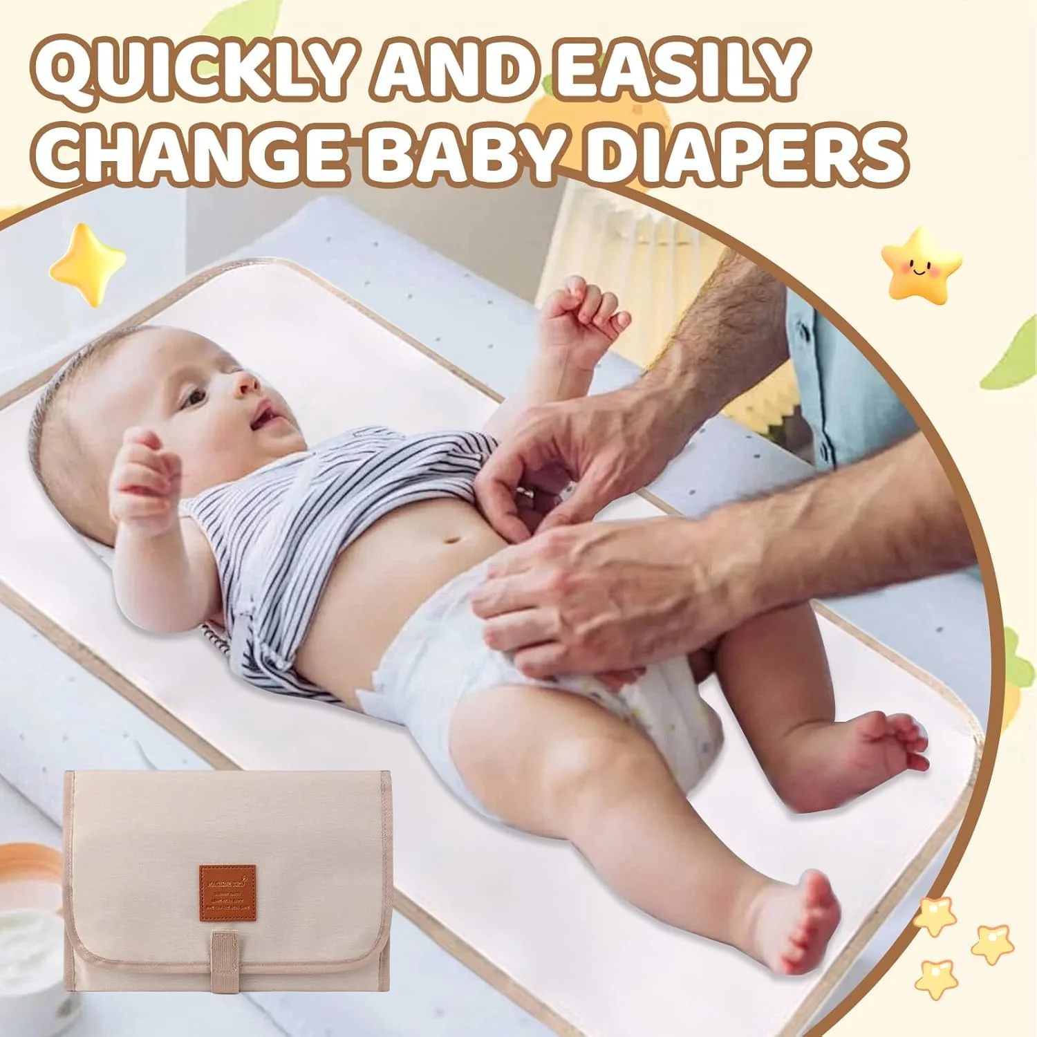 زیرانداز تعویض مسافرتی BIGTHREE، زیرانداز تعویض تاشو با برچسب های جادویی، زیرانداز تعویض قابل حمل کودک، ضد آب و نرم مناسب برای مسافرت و نوزادان در خانه و خارج از منزل (سفید عاجی) زیرانداز تعویض مسافرتی BIGTHREE، زیرانداز تعویض تاشو با برچسب های جادویی، زیرانداز تعویض قابل حمل کودک، ضد آب و نرم مناسب برای مسافرت و نوزادان در خانه و خارج از منزل (سفید عاجی)