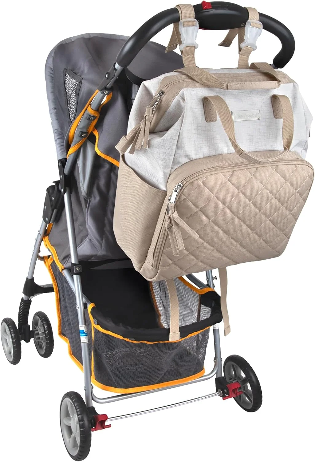 کیف کوله پشتی لوازم کودک - ظرفیت بزرگ، دارای محفظه خنک نگهدارنده عایق، طراحی قاب اصلی، پد تعویض و بندهای اتصال به کالسکه