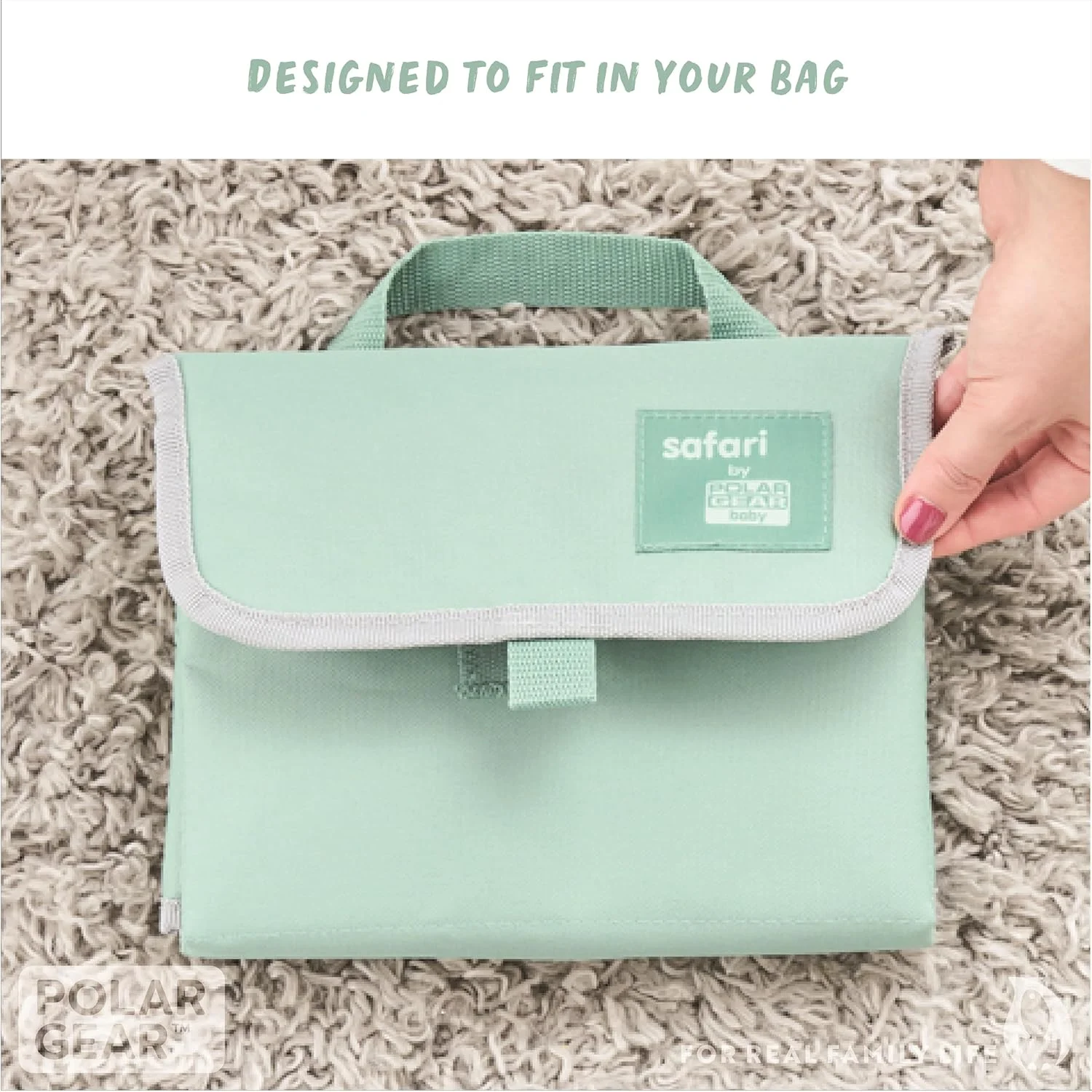 زیرانداز تعویض پوشک کودک پولار گیر - سبز سافاری - قابل تمیز کردن، قابل حمل، پد دار، تاشو، زیرانداز تعویض مسافرتی با جیب