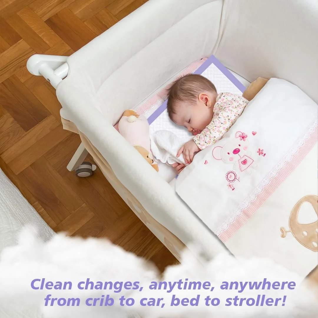 مجموعه لوازم ضروری مراقبت از نوزاد - 30 عدد زیرانداز تعویض یکبار مصرف فوق العاده جاذب (60x45 سانتی متر، اسطوخودوس) + گرمکن شیر برقی با گرمایش دوگانه شیشه ای برای شیر مادر و آب برای مسافرت و استفاده در منزل