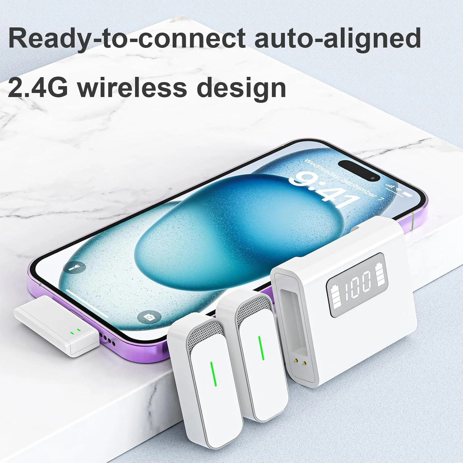 میکروفون یقه ای بی سیم KASTWAVE، پلاگ اند پلی، برد 20 متری، عمر باتری 9 ساعته با جعبه شارژ، برای ولاگینگ، سازگار با iPhone 15ProMax، 15Pro، دستگاه های اندرویدی، برای پخش زنده میکروفون یقه ای بی سیم KASTWAVE، پلاگ اند پلی، برد 20 متری، عمر باتری 9 ساعته با جعبه شارژ، برای ولاگینگ، سازگار با iPhone 15ProMax، 15Pro، دستگاه های اندرویدی، برای پخش زنده