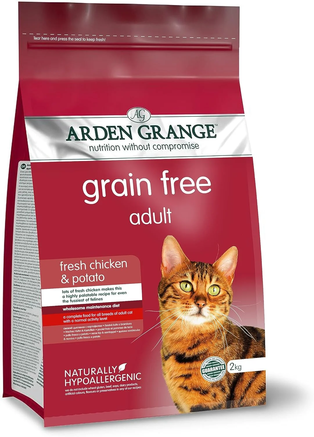 غذای خشک گربه بالغ بدون غلات Arden Grange با مرغ تازه و سیب زمینی - 2 کیلوگرم