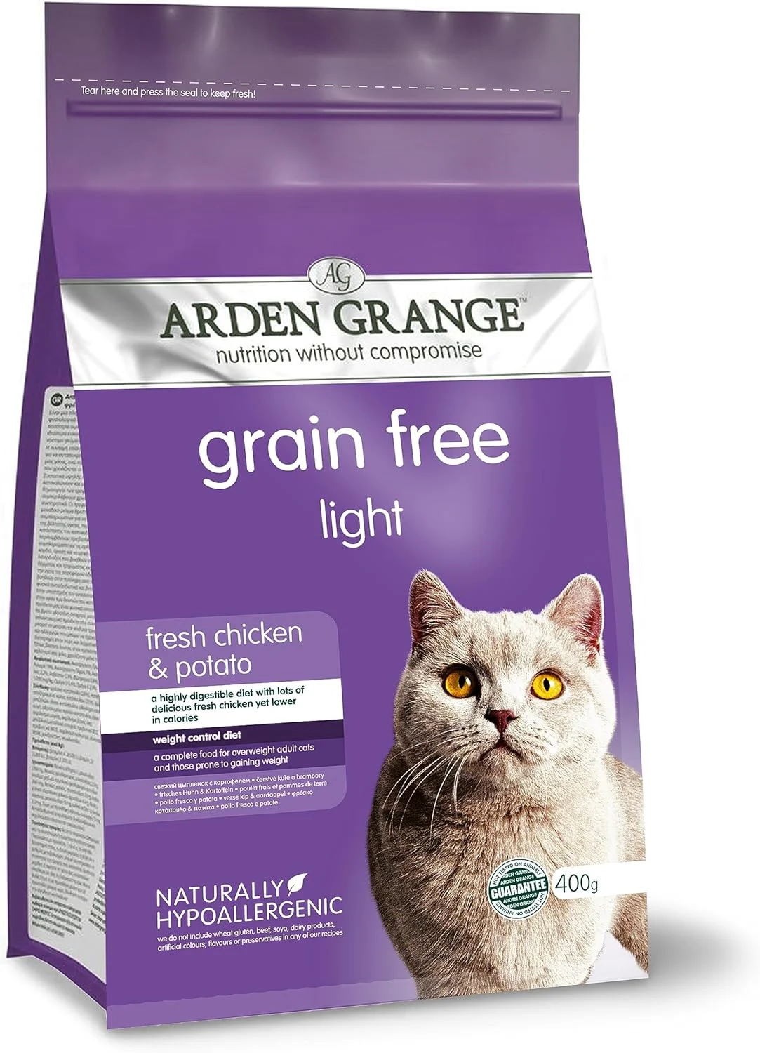 غذای خشک گربه بالغ Arden Grange بدون غلات، با مرغ تازه و سیب زمینی - 400 گرم