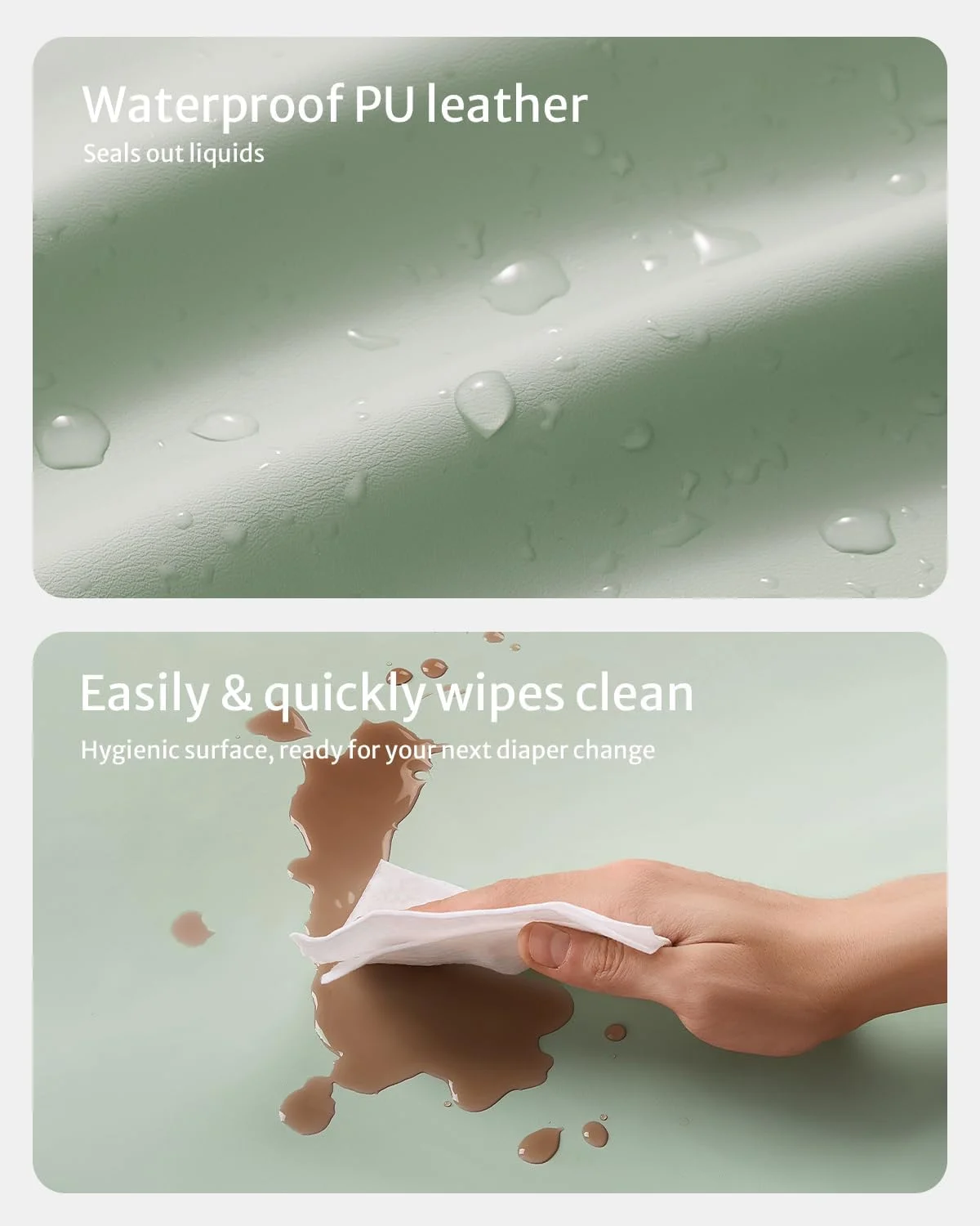 پد تعویض پوشک کودک Blissful Diary از چرم گیاهی با روکش PU ضد آب و قابل تمیز کردن، پد تعویض پوشک راحت با اندازه استاندارد برای کمد و میز، سبز روشن پد تعویض پوشک کودک Blissful Diary از چرم گیاهی با روکش PU ضد آب و قابل تمیز کردن، پد تعویض پوشک راحت با اندازه استاندارد برای کمد و میز، سبز روشن