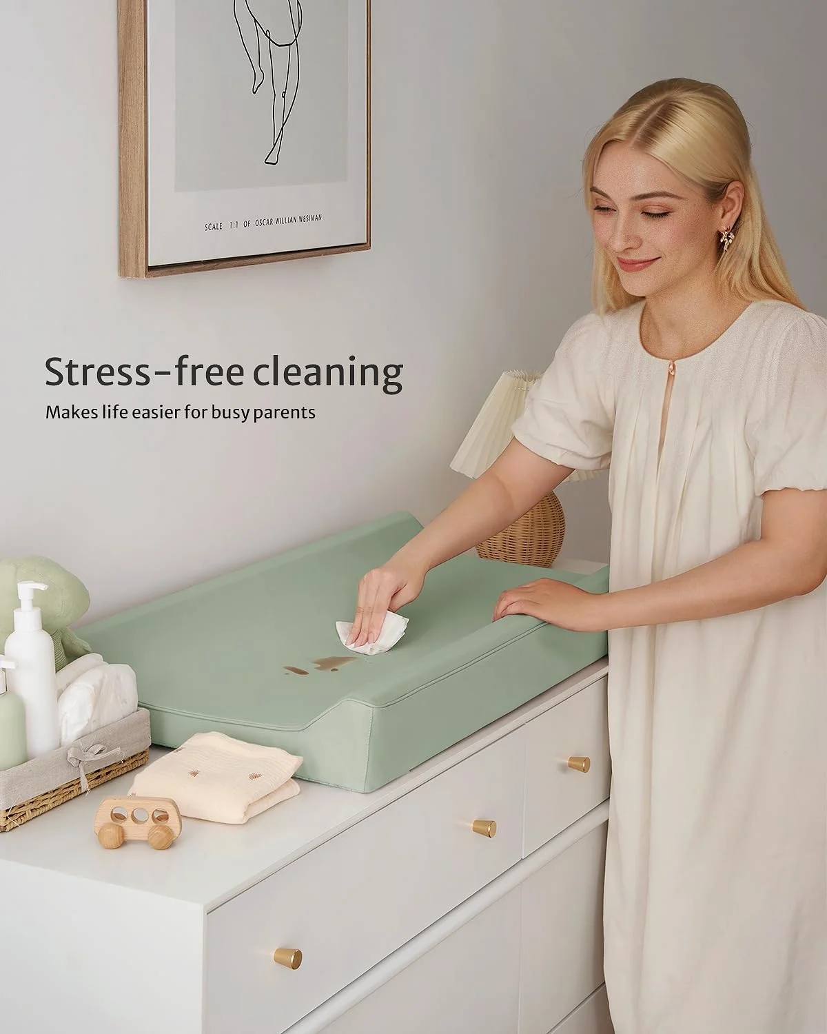 پد تعویض پوشک کودک Blissful Diary از چرم گیاهی با روکش PU ضد آب و قابل تمیز کردن، پد تعویض پوشک راحت با اندازه استاندارد برای کمد و میز، سبز روشن پد تعویض پوشک کودک Blissful Diary از چرم گیاهی با روکش PU ضد آب و قابل تمیز کردن، پد تعویض پوشک راحت با اندازه استاندارد برای کمد و میز، سبز روشن