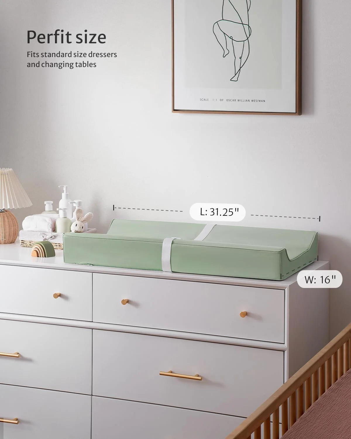 پد تعویض پوشک کودک Blissful Diary از چرم گیاهی با روکش PU ضد آب و قابل تمیز کردن، پد تعویض پوشک راحت با اندازه استاندارد برای کمد و میز، سبز روشن پد تعویض پوشک کودک Blissful Diary از چرم گیاهی با روکش PU ضد آب و قابل تمیز کردن، پد تعویض پوشک راحت با اندازه استاندارد برای کمد و میز، سبز روشن