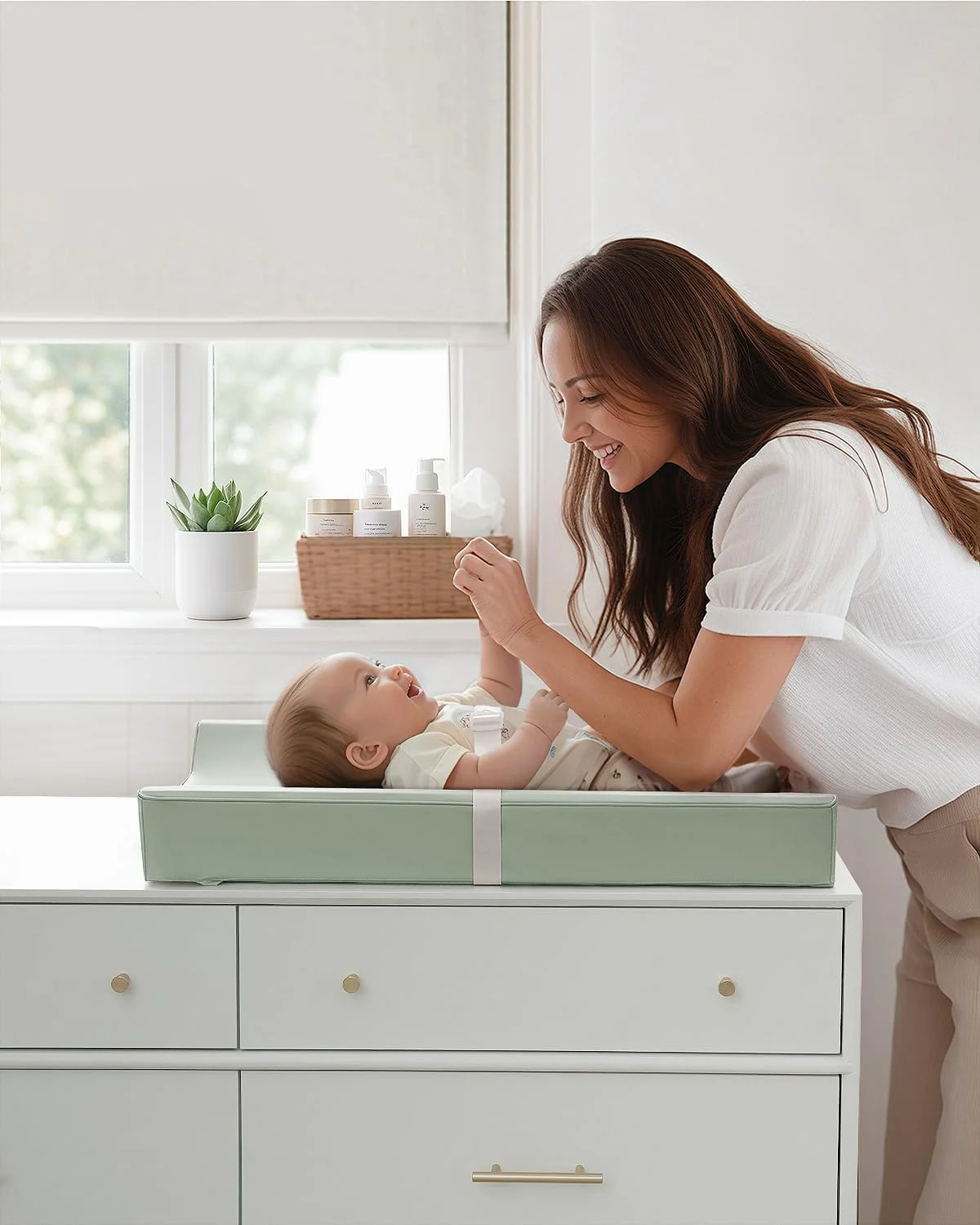 پد تعویض پوشک کودک Blissful Diary از چرم گیاهی با روکش PU ضد آب و قابل تمیز کردن، پد تعویض پوشک راحت با اندازه استاندارد برای کمد و میز، سبز روشن پد تعویض پوشک کودک Blissful Diary از چرم گیاهی با روکش PU ضد آب و قابل تمیز کردن، پد تعویض پوشک راحت با اندازه استاندارد برای کمد و میز، سبز روشن