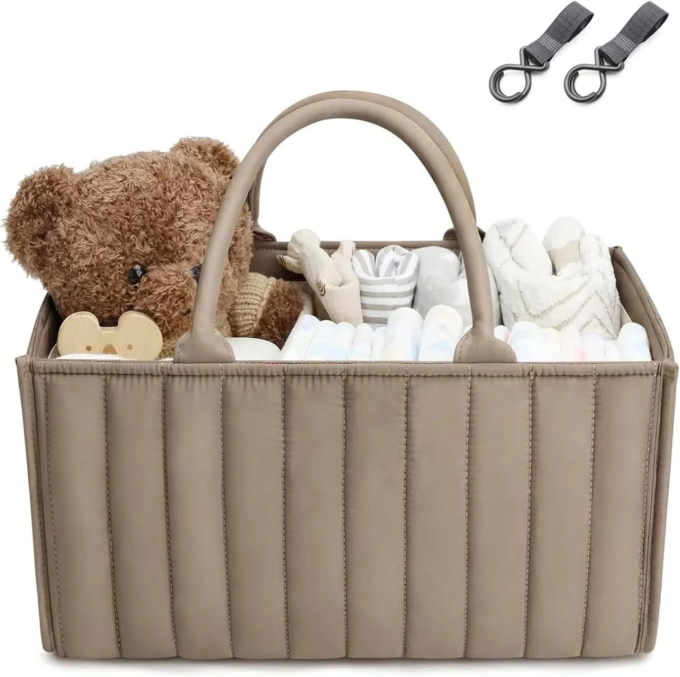 سبد لوازم کودک، سازمان دهنده پوشک برای تعویض، سازمان دهنده لوازم نوزاد برای لیست سیسمونی و لوازم ضروری نوزاد (قهوه ای)