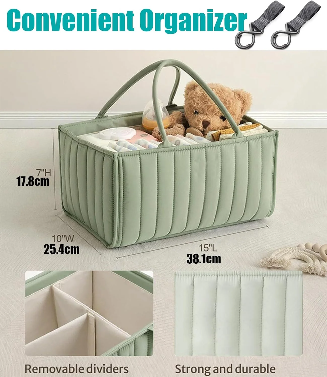 سبد لوازم کودک، سازمان دهنده پوشک برای تعویض، سازمان دهنده لوازم نوزاد برای لیست سیسمونی و لوازم ضروری نوزاد (قهوه ای)