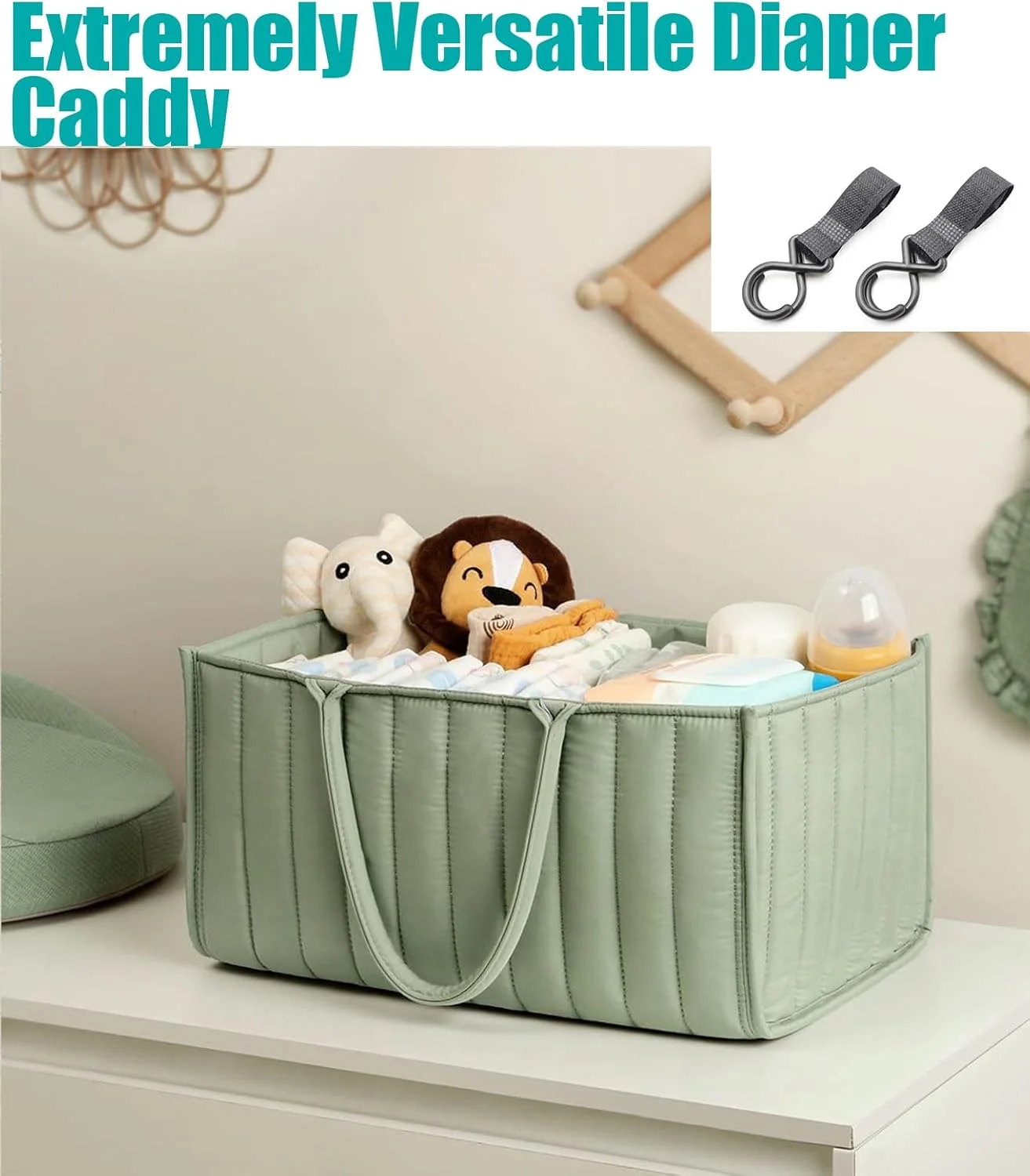 سبد لوازم کودک، سازمان دهنده پوشک برای تعویض، سازمان دهنده لوازم نوزاد برای لیست سیسمونی و لوازم ضروری نوزاد (قهوه ای)