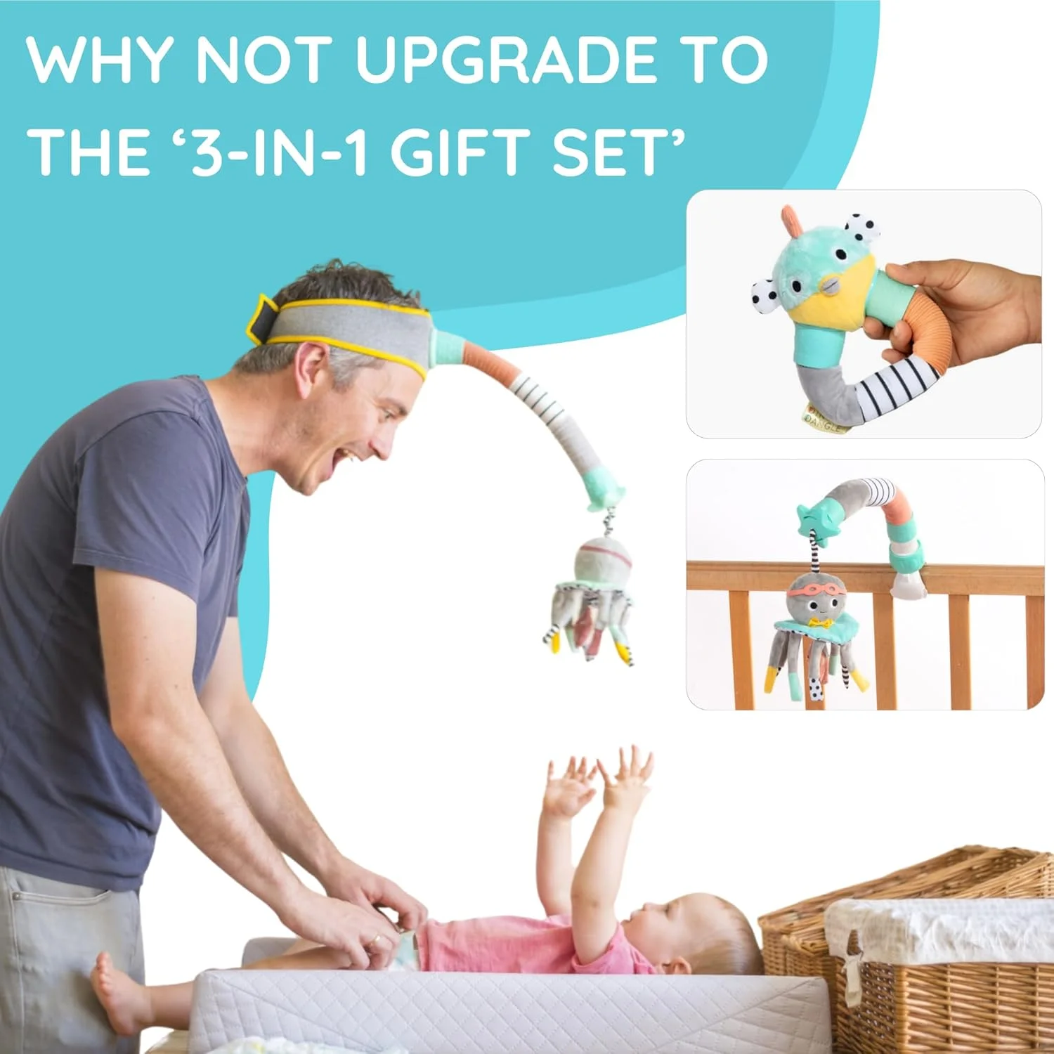 دینگِل دَنگِل - وسیله سرگرم کننده برای تعویض پوشک - هدبند کمک کننده تعویض پوشک، موبایل نوزاد و جغجغه حسی. ملزومات ضروری نوزاد - هدیه عالی برای سیسمونی یا جشن نوزاد - معرفی شده در Shark Tank دینگِل دَنگِل - وسیله سرگرم کننده برای تعویض پوشک - هدبند کمک کننده تعویض پوشک، موبایل نوزاد و جغجغه حسی. ملزومات ضروری نوزاد - هدیه عالی برای سیسمونی یا جشن نوزاد - معرفی شده در Shark Tank