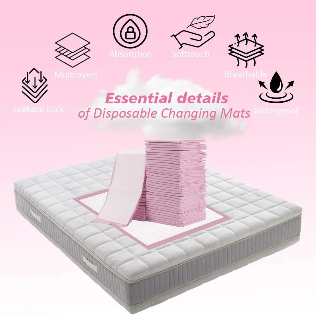 زیرانداز تعویض پوشک یکبار مصرف کودک با گرمکن شیشه شیر - بسته 30 عددی ضد آب، پدهای پوشک فوق العاده نرم (60x45 سانتی متر) + گرمکن شیر برقی سریع با گرمایش دوگانه و درب شیشه ای ایده آل برای نوزادان، مسافرت و خانه.