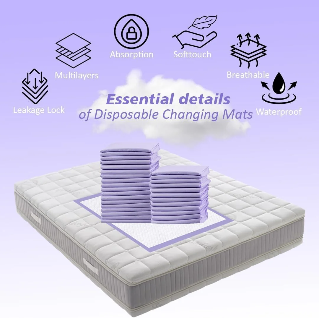 زیرانداز تعویض پوشک یکبار مصرف کودک به همراه گرم کننده شیشه شیر - بسته 180 عددی ضد آب، پدهای پوشک فوق العاده نرم (60x45 سانتی متر) + گرم کننده سریع برقی شیر با گرمایش دوگانه و درب شیشه ای ایده آل برای نوزادان، مسافرت و خانه.