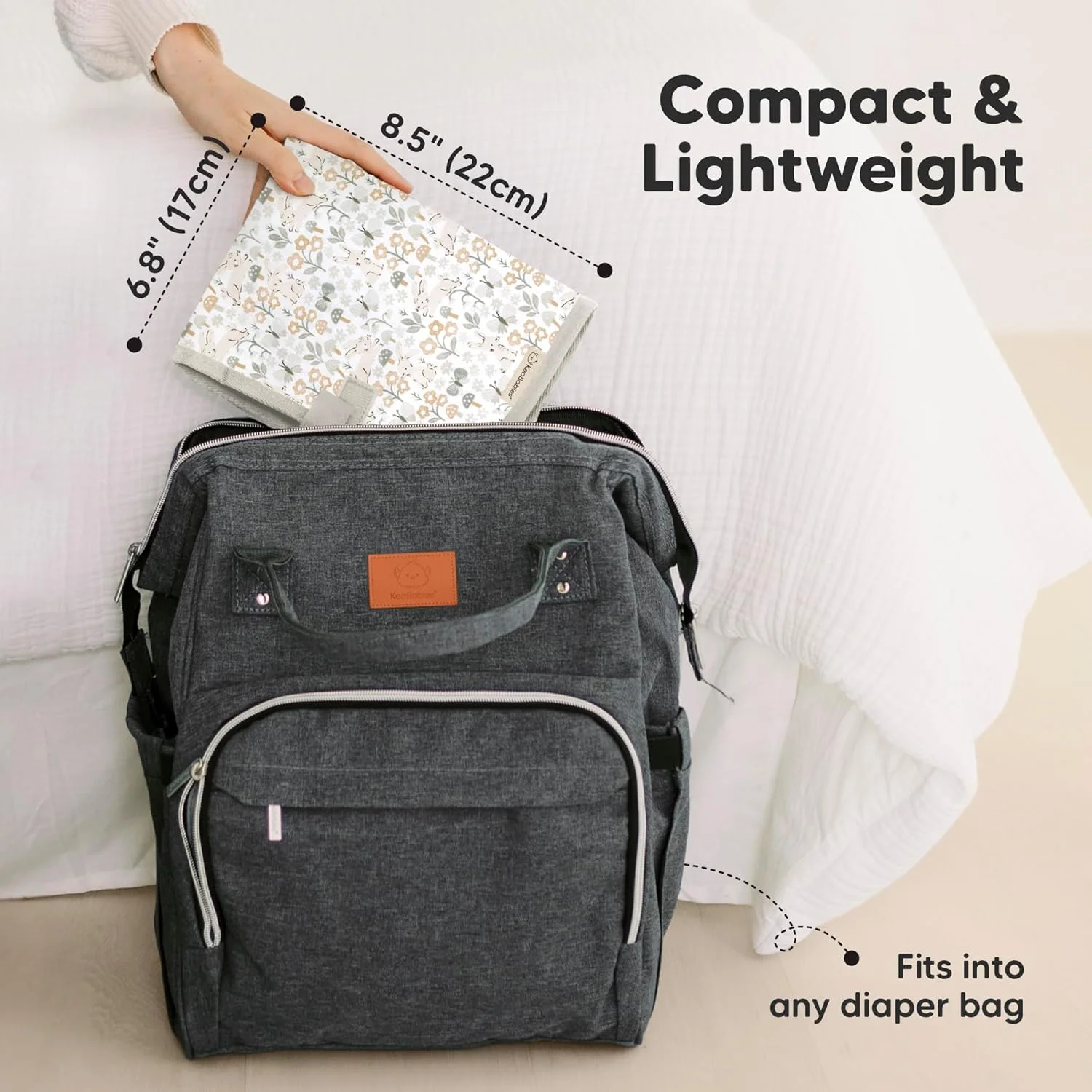 زیرانداز تعویض پوشک قابل حمل KeaBabies، تمیز کردن آسان - تشک تعویض ضد آب تاشو برای کیف پوشک، جمع و جور، سبک وزن، 25x13 نوزاد، کودک، تعویض کننده ضروری مسافرتی (Prairie)