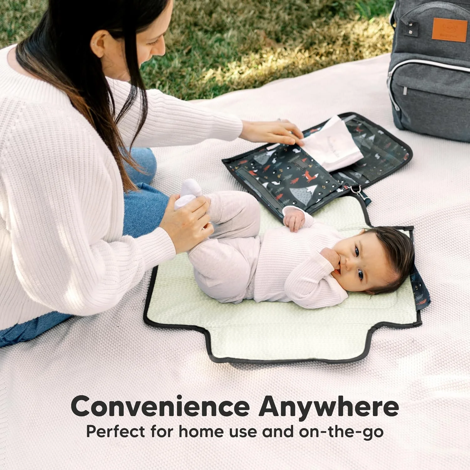 زیرانداز تعویض پوشک قابل حمل KeaBabies - زیرانداز تعویض ضد آب و تاشو - ایستگاه تعویض پوشک - زیرانداز تعویض مسافرتی - کیف تعویض - کیت زیرانداز تعویض قابل حمل (طرح چوب)
