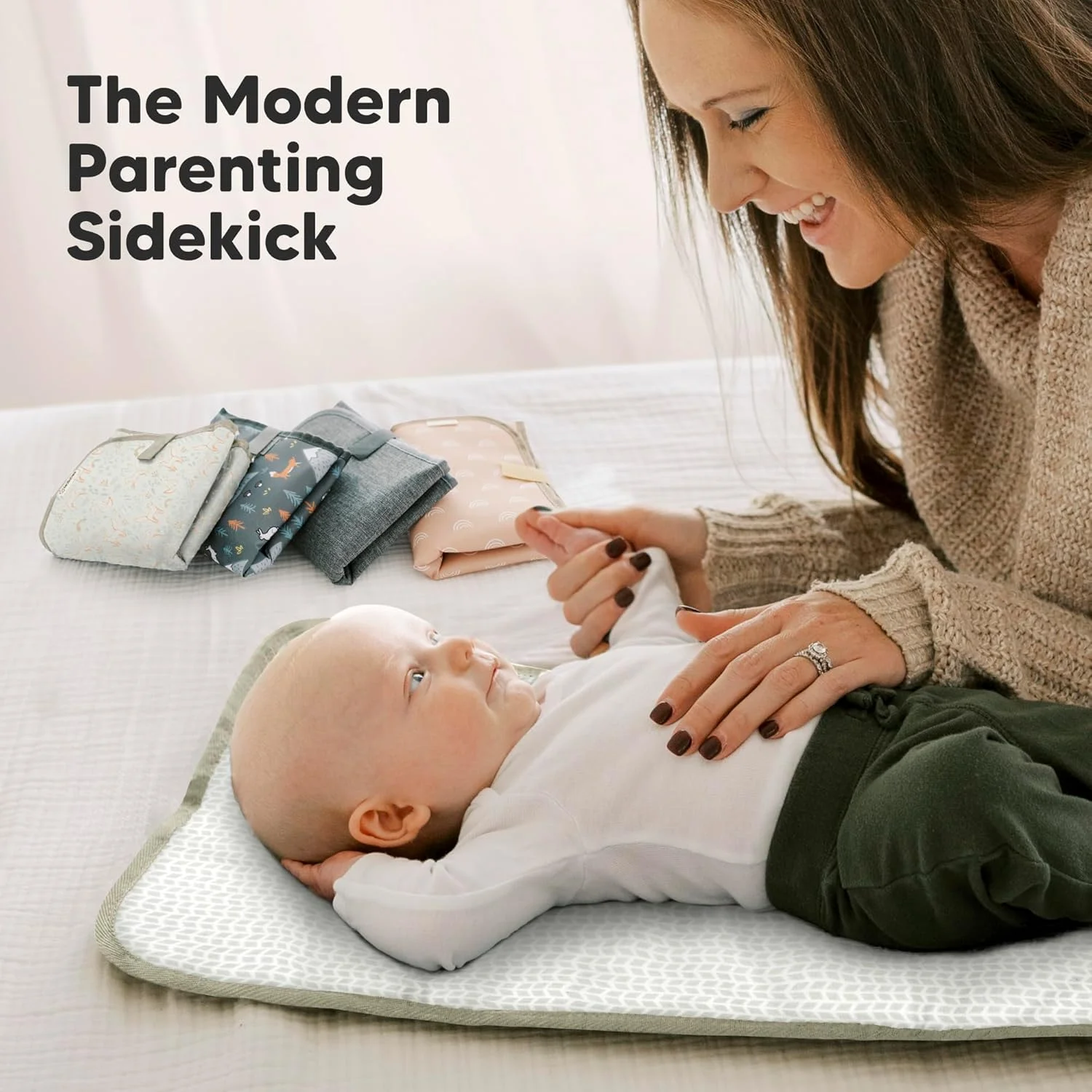 زیرانداز تعویض پوشک قابل حمل KeaBabies، تمیز کردن آسان - تشک تعویض ضد آب تاشو برای کیف پوشک، جمع و جور، سبک وزن، 25x13 نوزاد، کودک، تعویض کننده ضروری مسافرتی (Prairie)