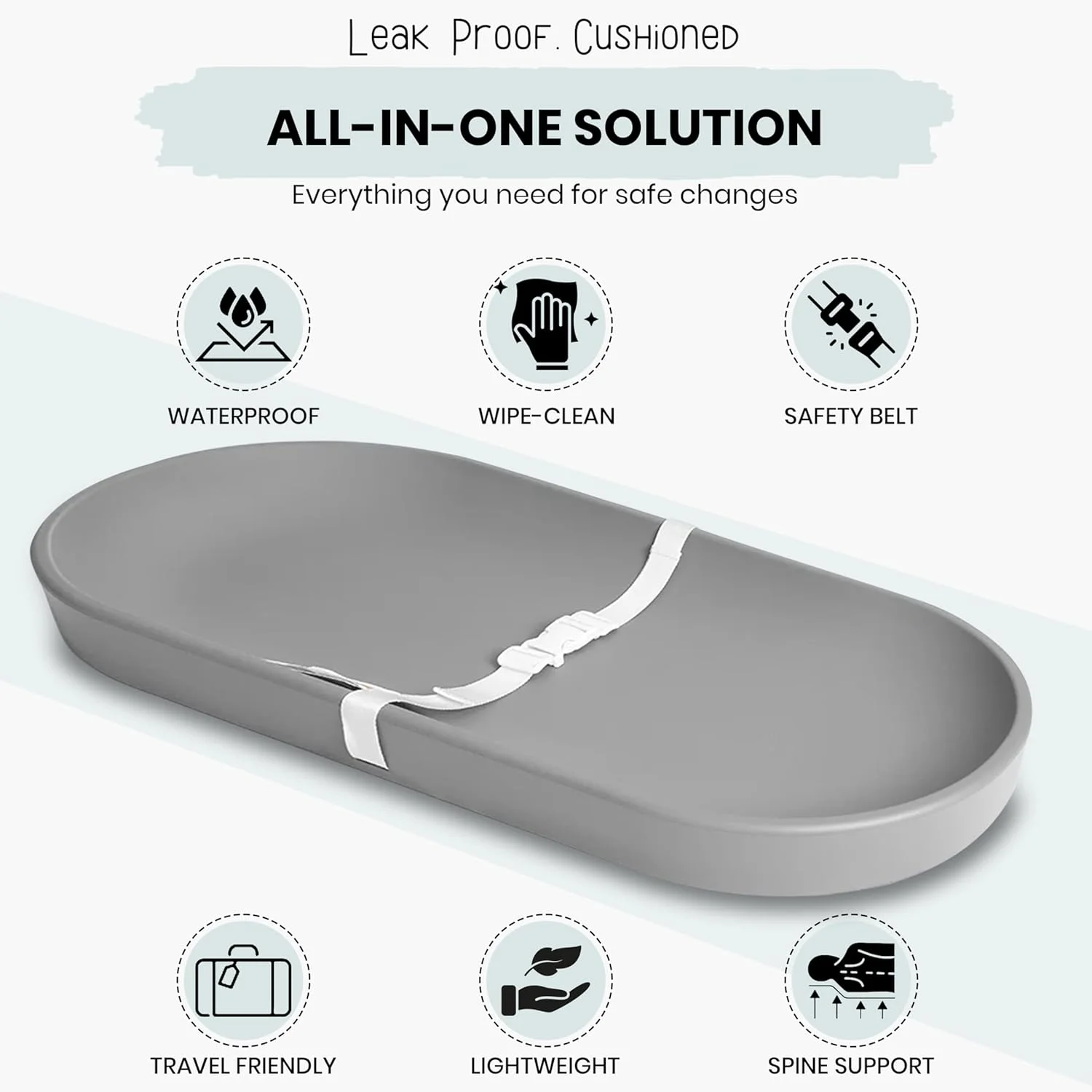 پد تعویض پوشک کودک میملون، تشک تعویض بادام زمینی با لبه های برجسته و کمربند، پد تعویض سبک وزن و قابل حمل با سطح قابل تمیز کردن، وسادة تغییر الطفل