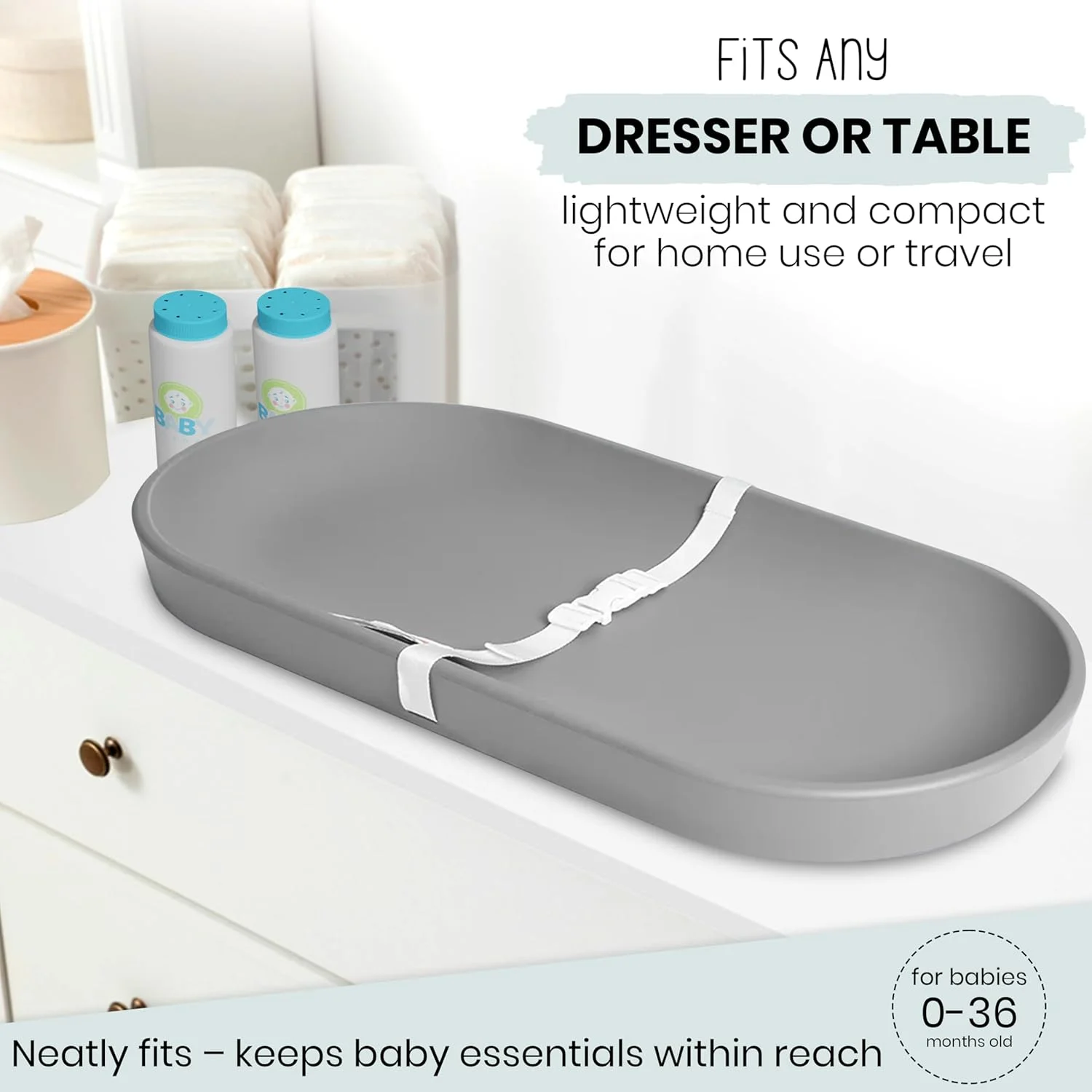 پد تعویض پوشک کودک میملون، تشک تعویض بادام زمینی با لبه های برجسته و کمربند، پد تعویض سبک وزن و قابل حمل با سطح قابل تمیز کردن، وسادة تغییر الطفل