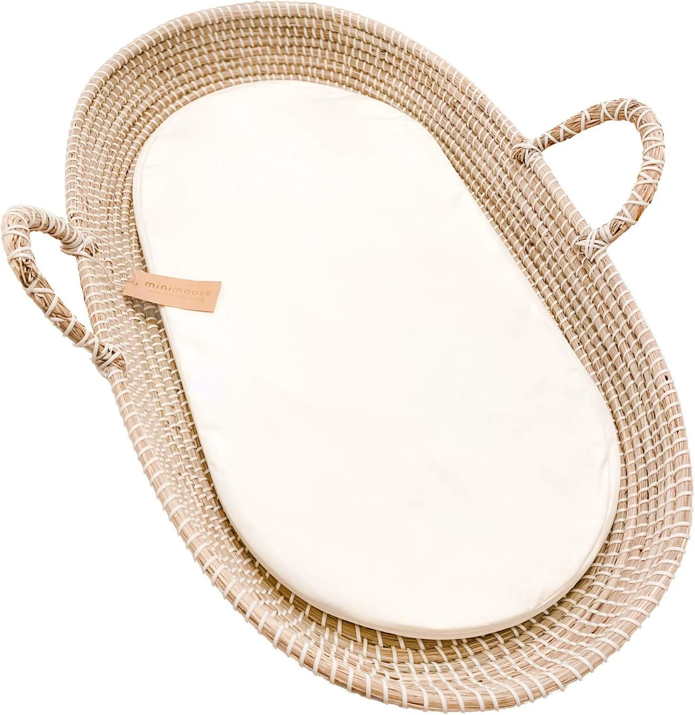 سبد تعویض نوزاد علف دریایی MiniMoose با پد ضد آب | تاپر تعویض پوشک قابل حمل برای کمد یا میز | یک وسیله ضروری برای اتاق کودک