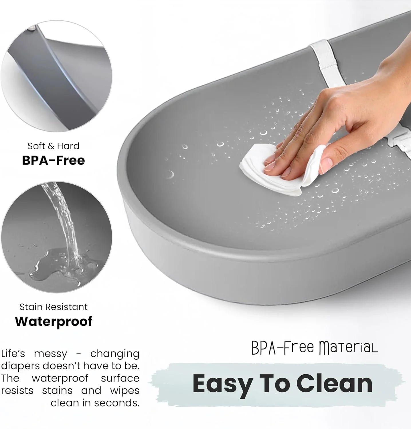 پد تعویض پوشک کودک میملون، تشک تعویض بادام زمینی با لبه های برجسته و کمربند، پد تعویض سبک وزن و قابل حمل با سطح قابل تمیز کردن، وسادة تغییر الطفل