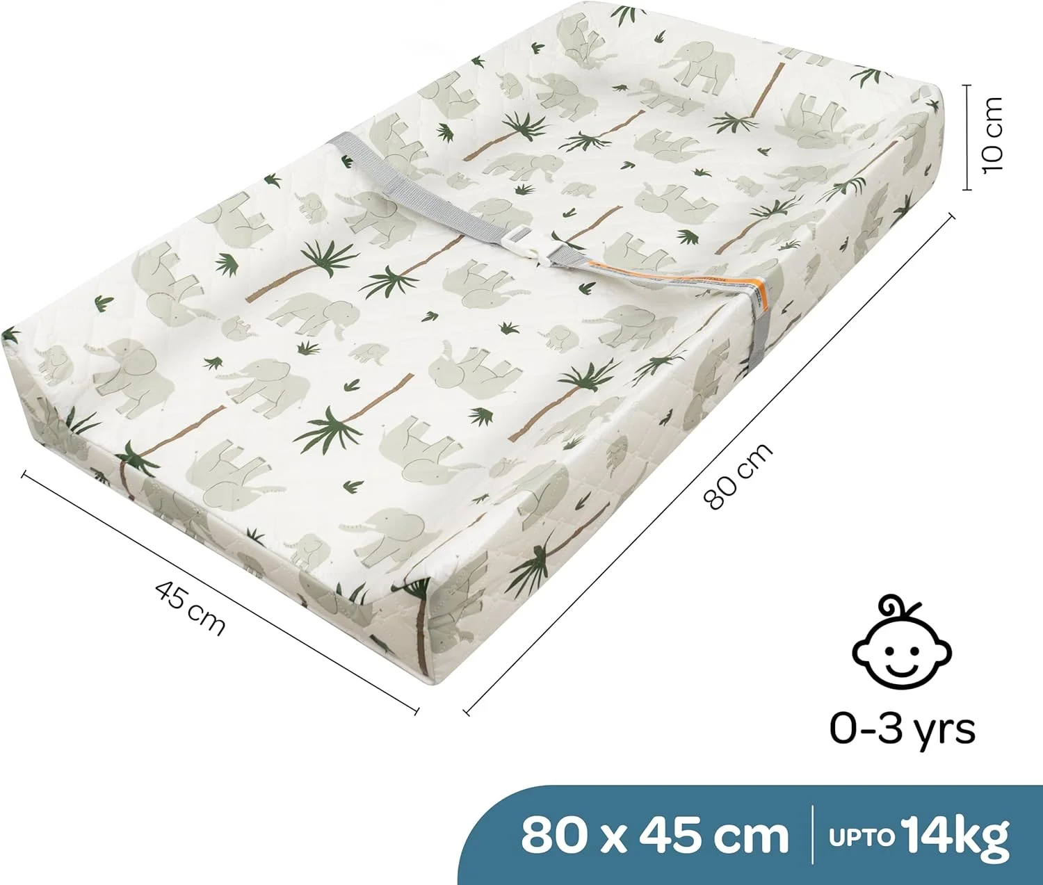 پد تعویض پوشک ضد آب طرح ماه، 80 × 45 سانتی متر، پایه ضد لغزش، سبک وزن، تمیز کردن آسان، بند ایمنی، مناسب برای 0+ ماهگی، مناسب برای تمام میزهای تعویض/رویههای کمد استاندارد - طرح فیل پد تعویض پوشک ضد آب طرح ماه، 80 × 45 سانتی متر، پایه ضد لغزش، سبک وزن، تمیز کردن آسان، بند ایمنی، مناسب برای 0+ ماهگی، مناسب برای تمام میزهای تعویض/رویههای کمد استاندارد - طرح فیل