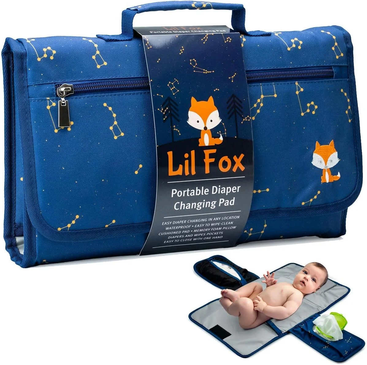پد تعویض پوشک کودک Lil Fox. پد تعویض قابل حمل برای کیف پوشک کودک یا پد میز تعویض. پد تعویض پوشک یک دستی. هدیه سیسمونی، لوازم ضروری نوزاد، وسایل نوزاد پسر و دختر