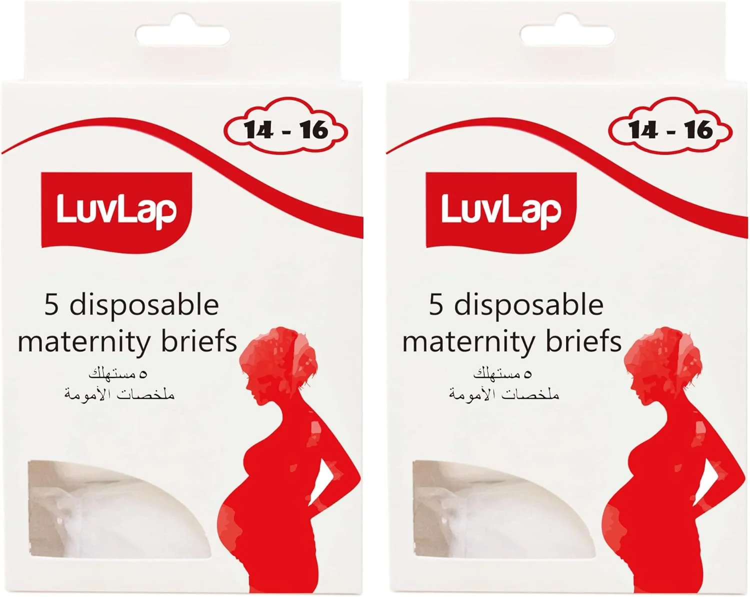 شورت یکبار مصرف بارداری Luv Lap (سایز 14-16) (بسته 2 عددی)، سفید