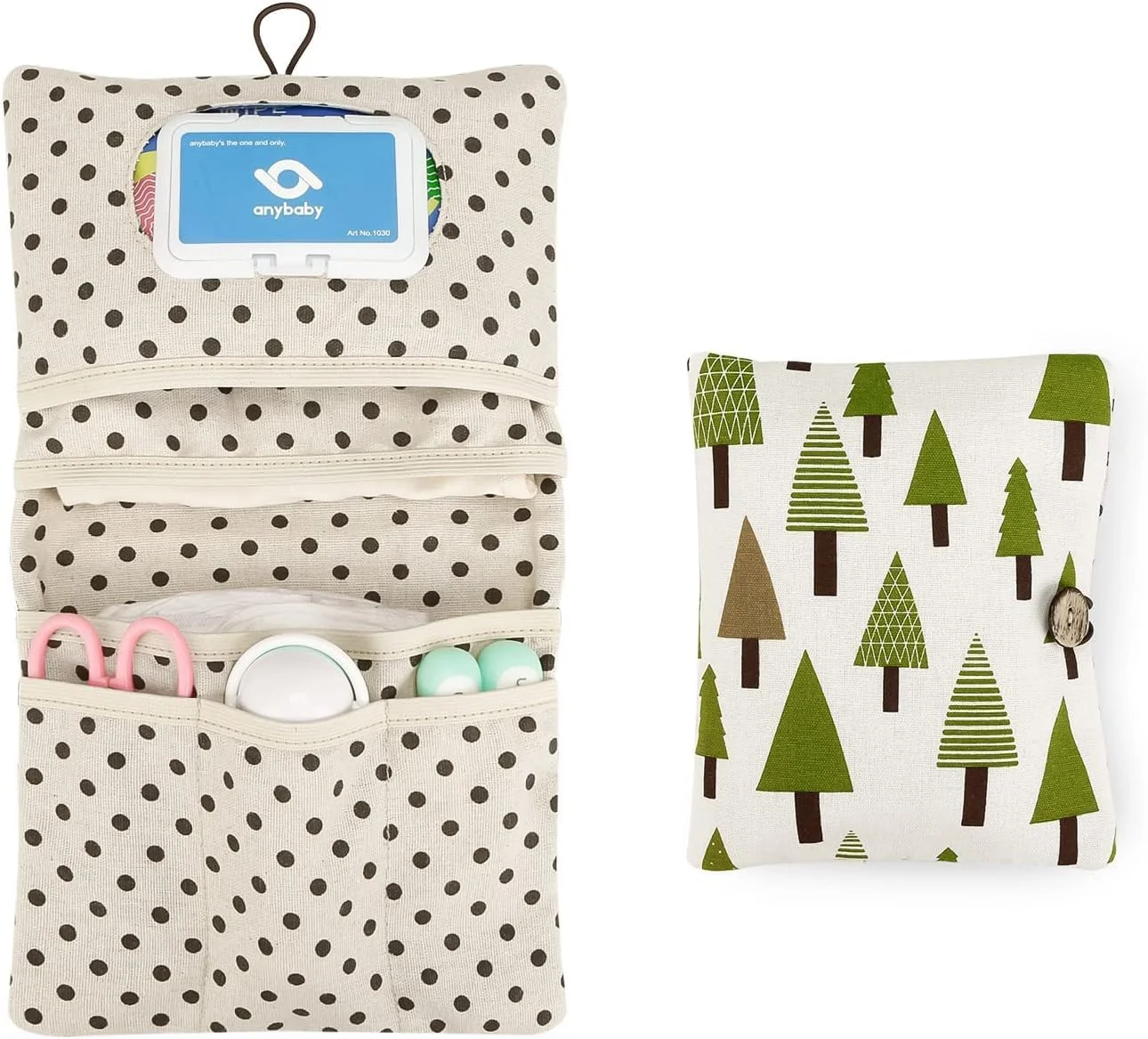 کیف ارگانایزر جداشدنی لوازم پوشک - ارگانایزر کیف 6 جیبه برای لوازم ضروری نوزاد، کیف دستی و کیف پول - پلی استر ضد آب و قابل تمیز کردن، کیف قابل حمل پوشک بچه با دسته (سبز جنگلی)