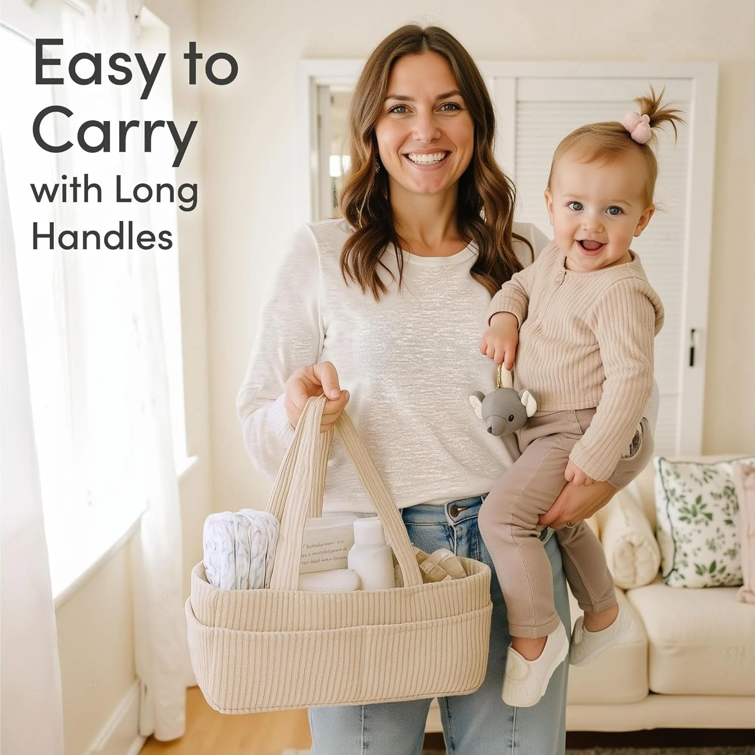 ارگانایزر پوشک بچه PUTSKA برای میز تعویض - سبد ذخیره سازی شیک اتاق کودک، لوازم ضروری نوزاد، هدایای سیسمونی و ملزومات ثبت نام برای پسر یا دختر، ارگانایزر پوشک ماشین، کرم کبریتی