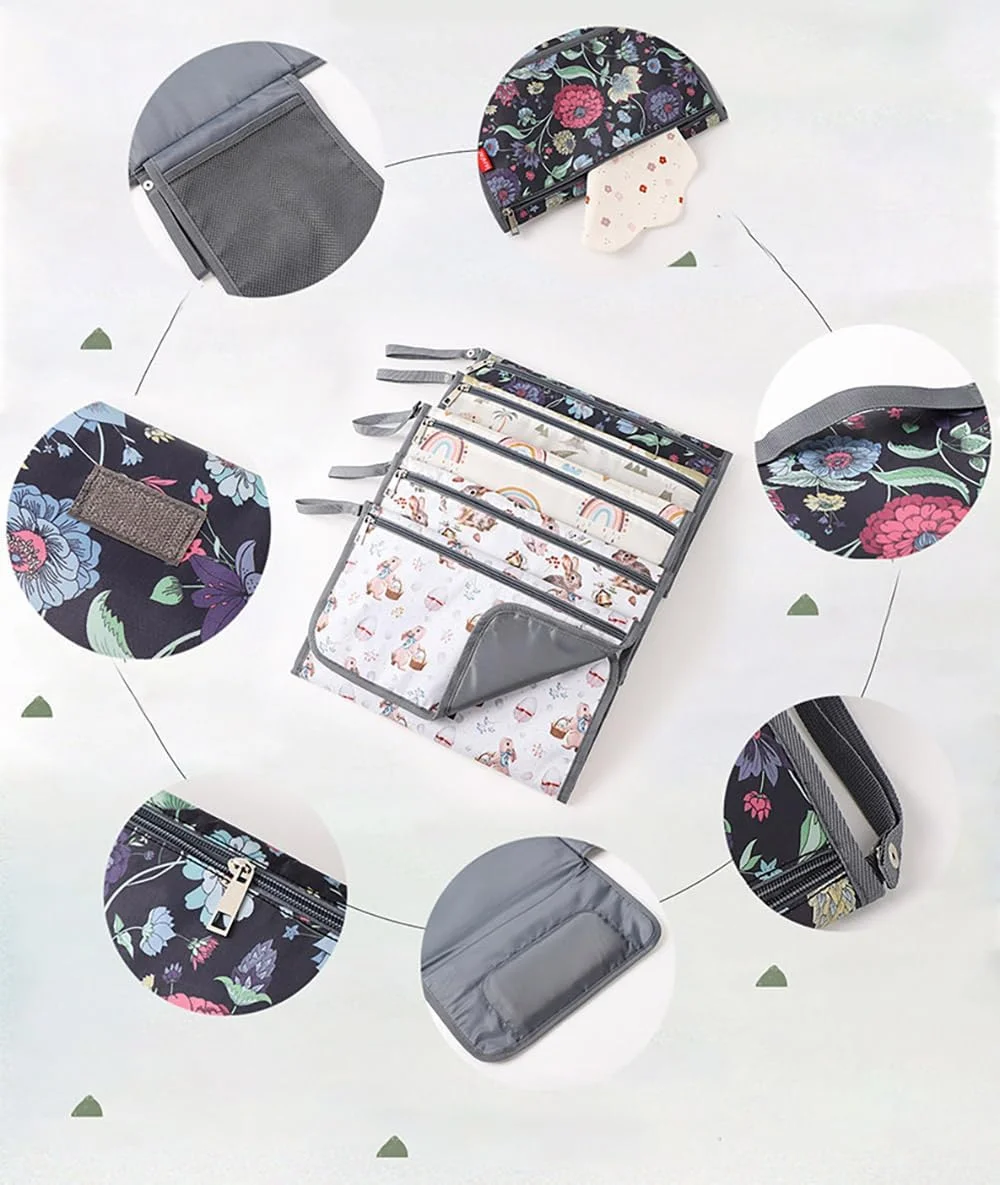 زیرانداز تعویض قابل حمل با جیب دستمال مرطوب برای کیف پوشک، زیرانداز ضد آب قابل تمیز کردن برای نوزاد، هدیه سیسمونی (رنگین کمان)