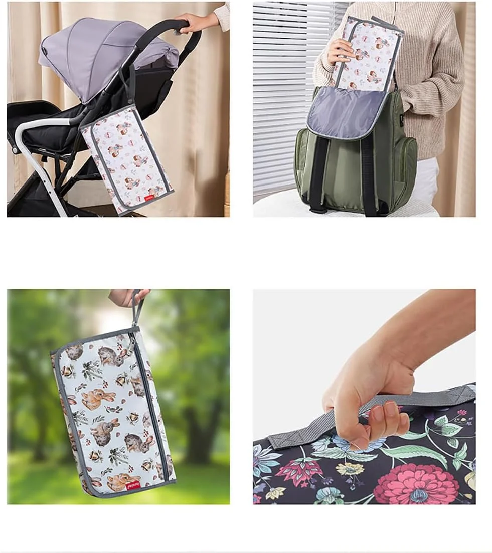 زیرانداز تعویض قابل حمل با جیب دستمال مرطوب برای کیف پوشک، زیرانداز ضد آب قابل تمیز کردن برای نوزاد، هدیه سیسمونی (رنگین کمان)