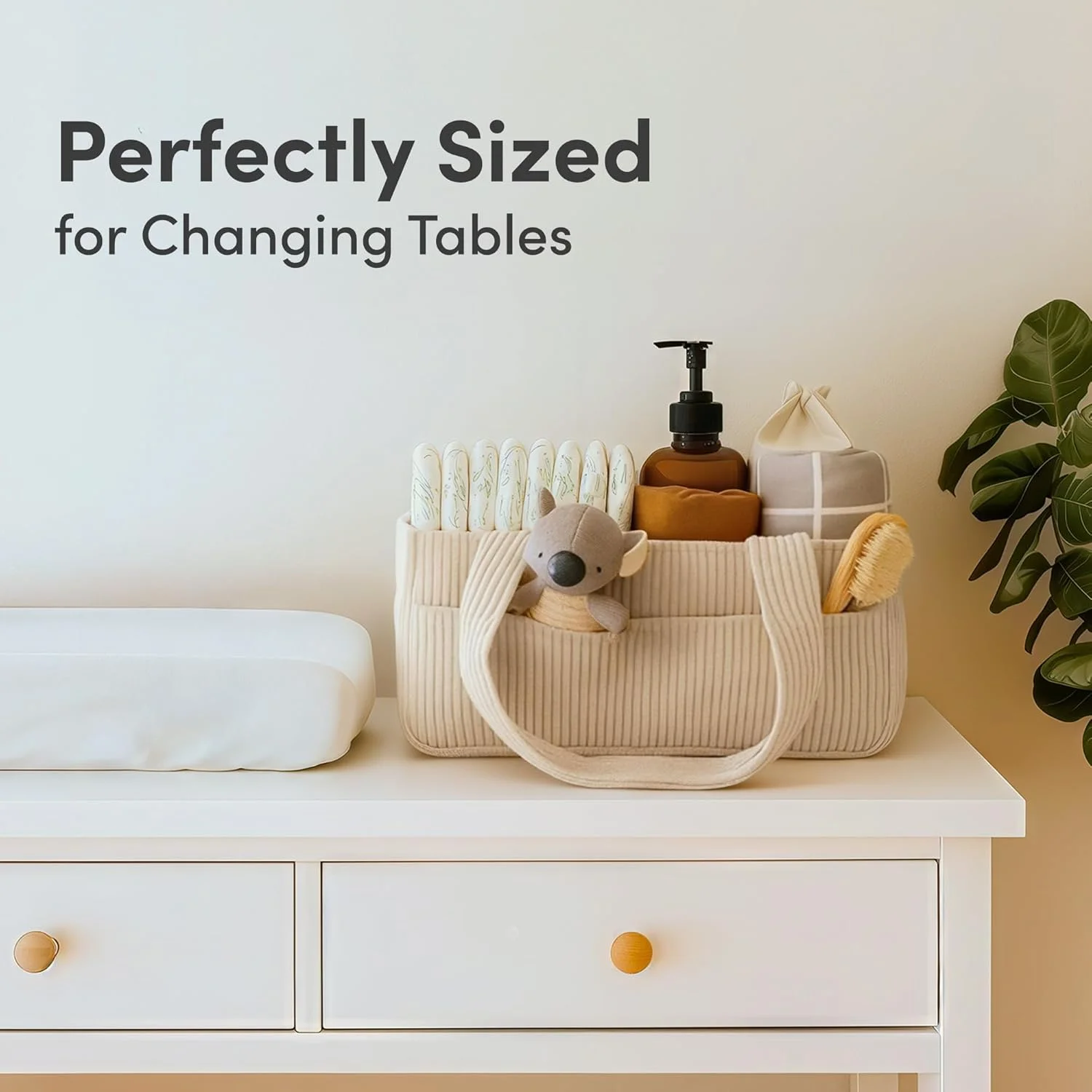 ارگانایزر پوشک بچه PUTSKA برای میز تعویض - سبد ذخیره سازی شیک اتاق کودک، لوازم ضروری نوزاد، هدایای سیسمونی و ملزومات ثبت نام برای پسر یا دختر، ارگانایزر پوشک ماشین، کرم کبریتی