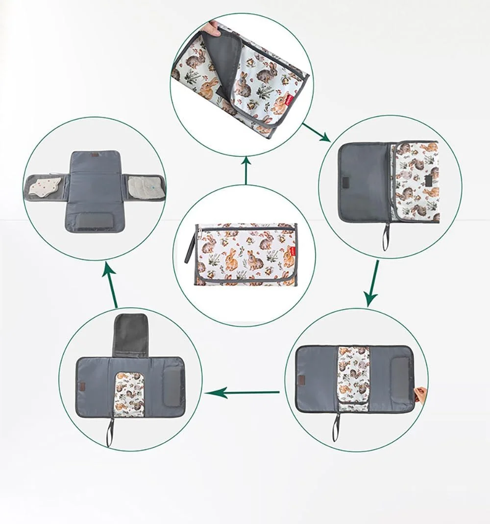 زیرانداز تعویض قابل حمل با جیب دستمال مرطوب برای کیف پوشک، زیرانداز ضد آب قابل تمیز کردن برای نوزاد، هدیه سیسمونی (رنگین کمان)