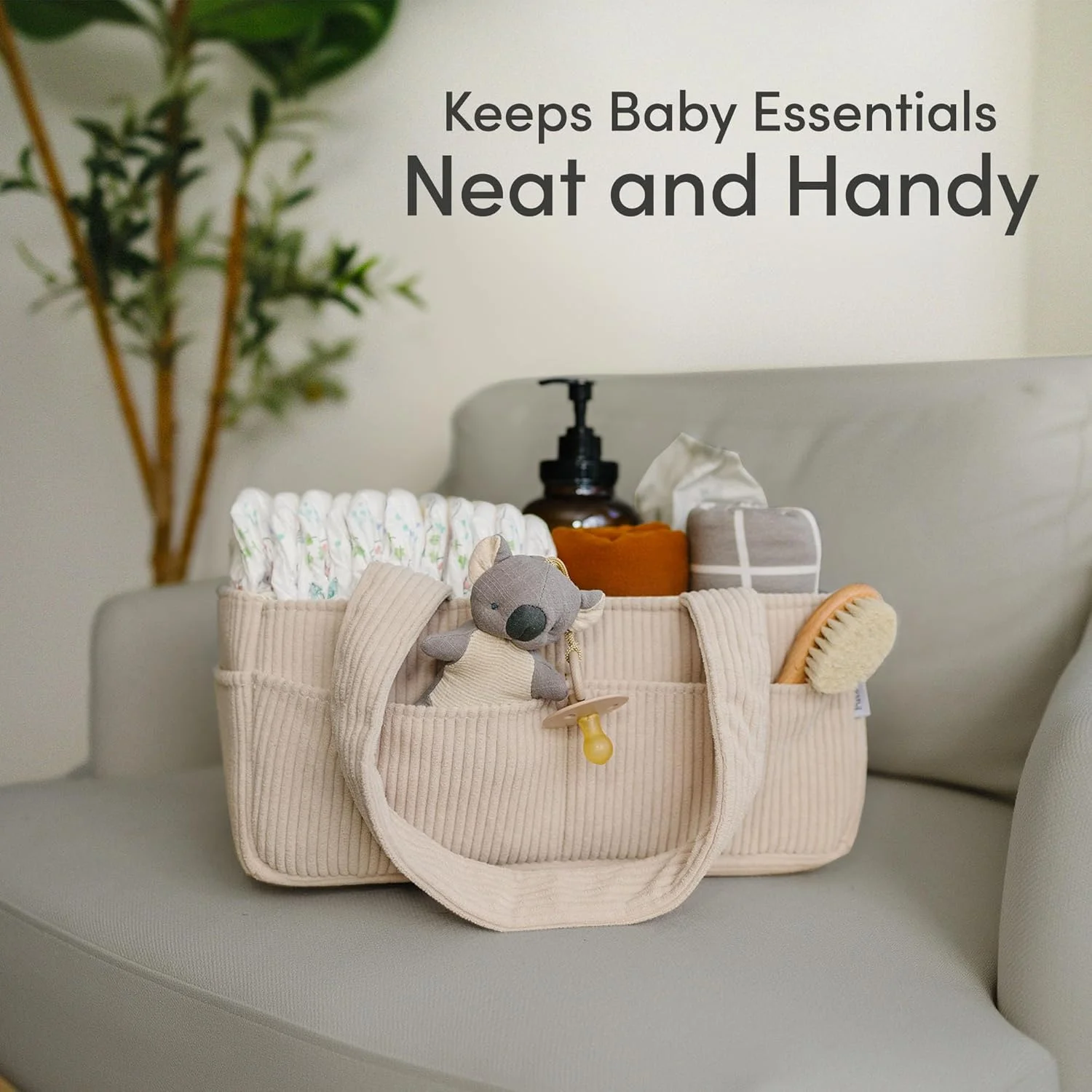 ارگانایزر پوشک بچه PUTSKA برای میز تعویض - سبد ذخیره سازی شیک اتاق کودک، لوازم ضروری نوزاد، هدایای سیسمونی و ملزومات ثبت نام برای پسر یا دختر، ارگانایزر پوشک ماشین، کرم کبریتی