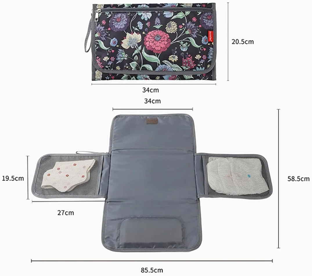 زیرانداز تعویض قابل حمل با جیب دستمال مرطوب برای کیف پوشک، زیرانداز ضد آب قابل تمیز کردن برای نوزاد، هدیه سیسمونی (رنگین کمان)