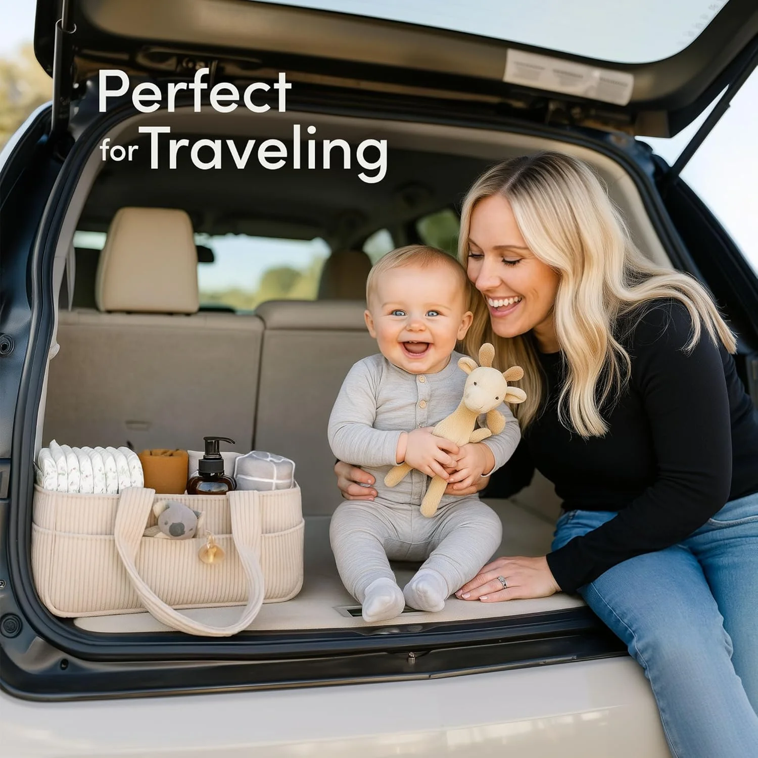 ارگانایزر پوشک بچه PUTSKA برای میز تعویض - سبد ذخیره سازی شیک اتاق کودک، لوازم ضروری نوزاد، هدایای سیسمونی و ملزومات ثبت نام برای پسر یا دختر، ارگانایزر پوشک ماشین، کرم کبریتی