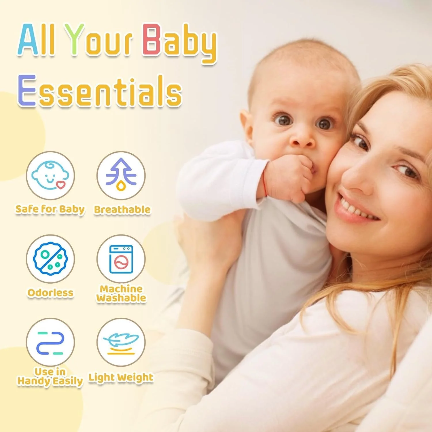 ارگانایزر لوازم کودک، ارگانایزر میز تعویض پوشک برای دستمال مرطوب و پوشک، ارگانایزر میز تعویض، لوازم ضروری نوزاد برای والدین (سفید بژ)