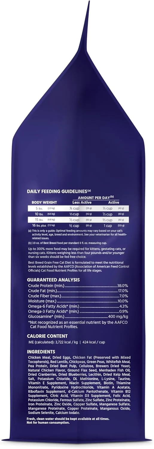 بهترین نژاد غذای خشک گربه بدون غلات ساخت آمریکا [غذای خشک طبیعی گربه برای تمام سنین] - 4 پوند