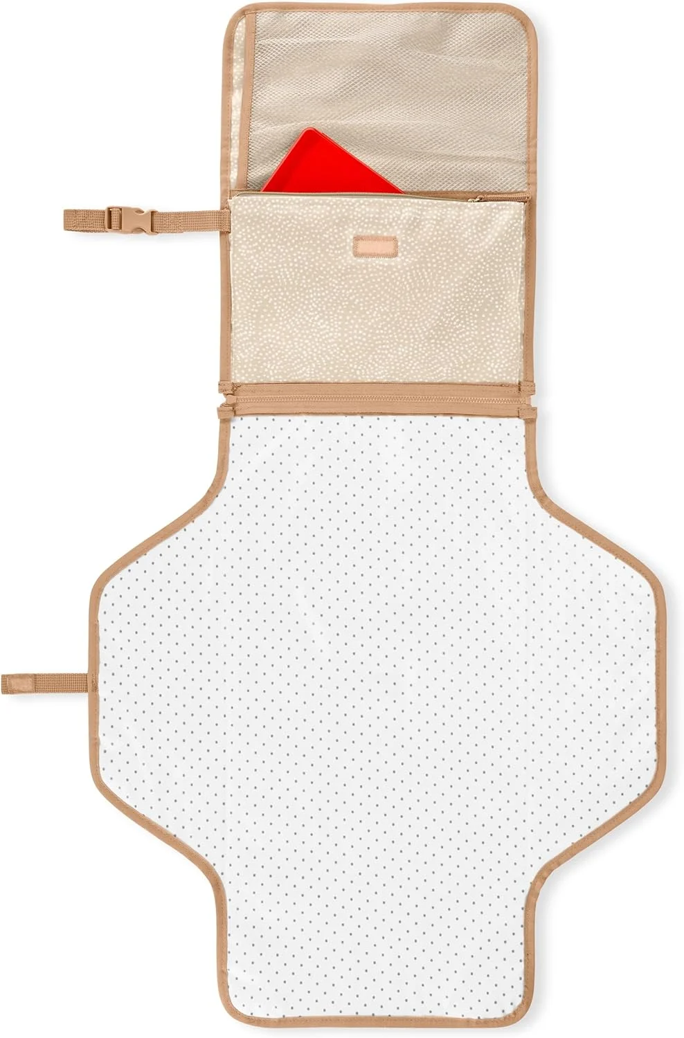 زیرانداز تعویض پوشک قابل حمل کودک Skip Hop، Pronto، طرح Beige Swirl Dot