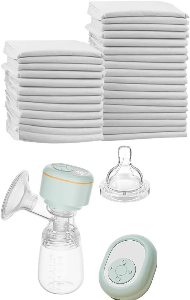 ست پمپ شیر دوش برقی و پد تعویض یکبار مصرف کودک کیوت اند کادل - پمپ شیردهی + 30 عدد پد تعویض ضد آب (60x45 سانتی متر) - لوازم ضروری تعویض پوشک و مسافرت برای مادران